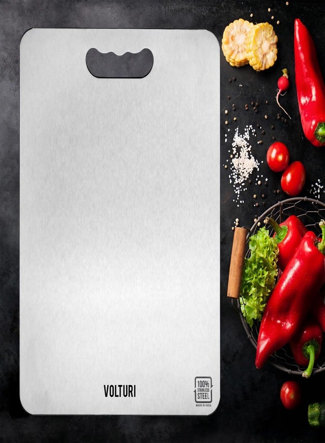 VOLTURI Stainless Steel Chopping Board (32 x 21.5 CM), Vegetable Cutting Board, Premium SUS304 Vegetable and Fruit Cutter Pad, Heavy-Duty Metal Chopping Board - Image 1